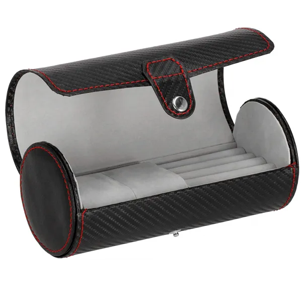 Laikrodžių dėžutė Springos HA1064, juodas anglies pluoštas, organizatorius su 2 skyreliais