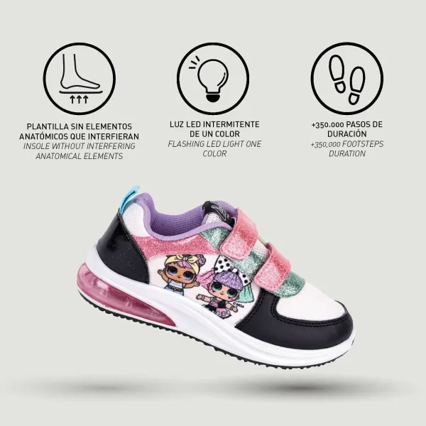 Sporta apavi ar LED LOL Surprise! Melns Velcro