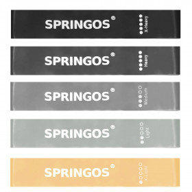 Exercise resistance bands, multicolored set Springos FA0132