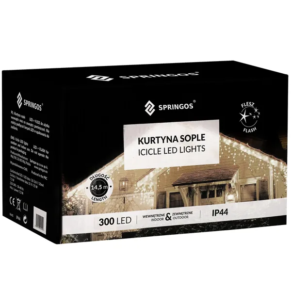 Ūdenskritums lampiņas Springos CL4038, 300 LED, auksti balts