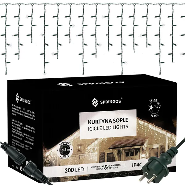 Ūdenskritums lampiņas Springos CL4038, 300 LED, auksti balts