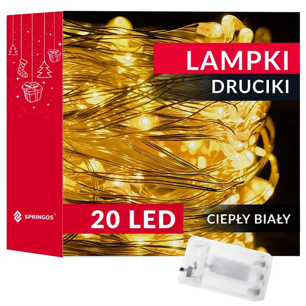 Joulukuusen valot 20 LED-mikrojohtoa, paristokäyttöiset
