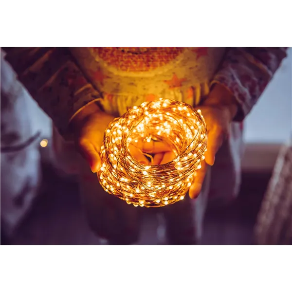 Joulukuusen valot 10 LED-mikrojohtoa paristokäyttöiset lämminvalkoiset