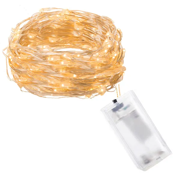 Joulukuusen valot 10 LED-mikrojohtoa paristokäyttöiset lämminvalkoiset