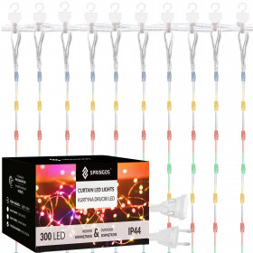 Light Curtain Springos CL0335 300 LED Icicles, Indoor/Outdoor, Multicolor + Flash