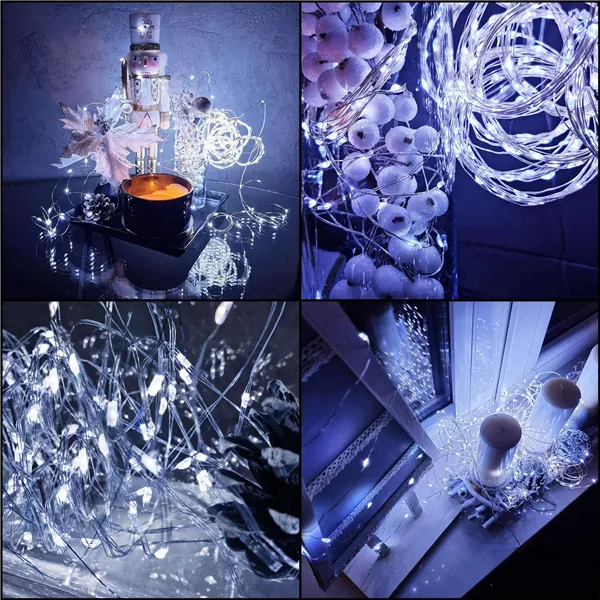 Christmas Tree Lights 30 LED Micro Wire Battery-Powered Cool White