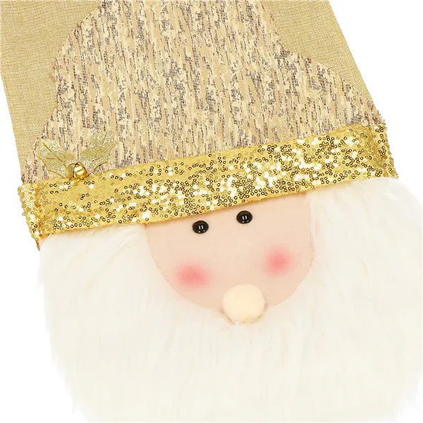 Galda celiņš 205x30 cm, Ziemassvētku galdauts ar Ziemassvētku vecīti, zelta krāsā