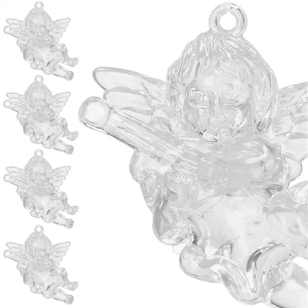 Joulukuusen koristeenkeliriipus 6 cm akryylia, 4 kpl