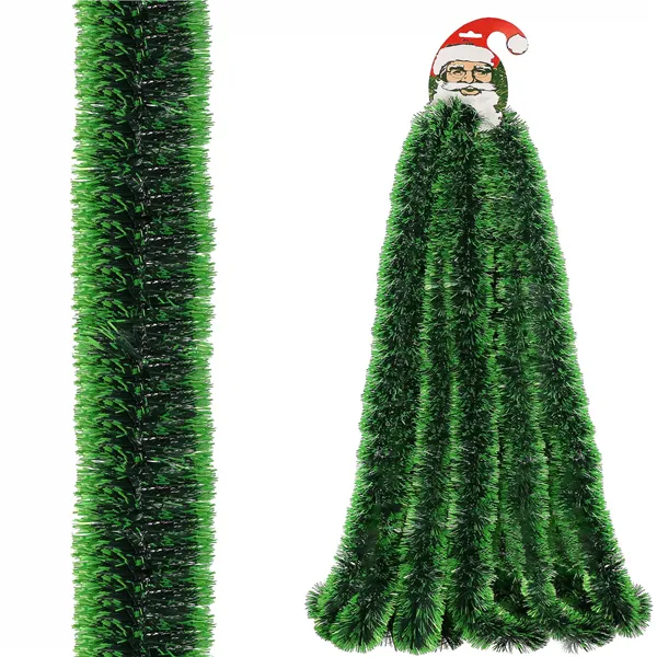 Елочная цепь 6 м, зелёная, ёлочная гирлянда, диаметр 7 см