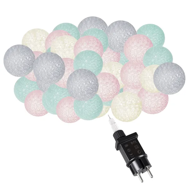 Cotton balls 30 LED decorative lights, electric garland Springos CL0154 turquoise-pink