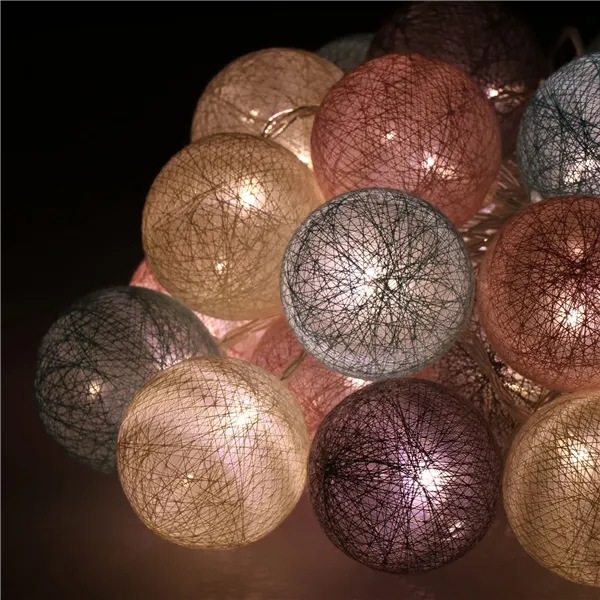 Cotton balls 30 LED decorative lights, electric garland Springos CL0154 turquoise-pink