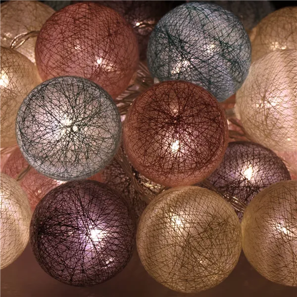 Cotton balls 30 LED decorative lights, electric garland Springos CL0154 turquoise-pink