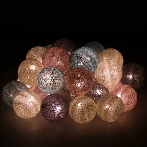 Cotton balls 30 LED decorative lights, electric garland Springos CL0154 turquoise-pink