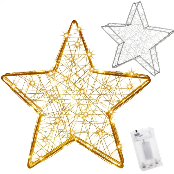 Christmas Decoration Springos CL4128, 30 LED, Stained Glass Star, Warm White Light