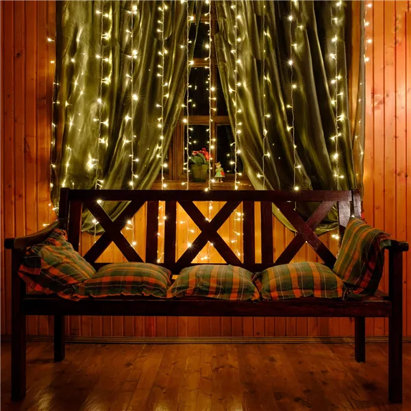 Light curtain Springos CL4054 200 LED garland, icicle lights, warm white