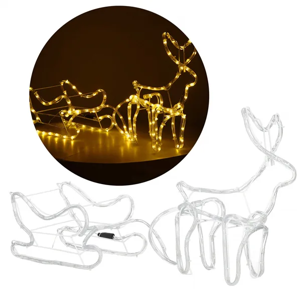 LED Christmas Decoration Reindeer with Sleigh Springos CL4119, 120 cm, Warm White