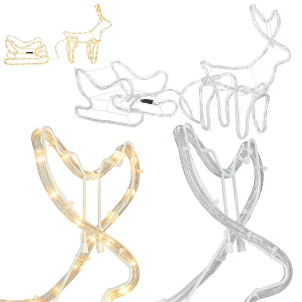 LED Christmas Decoration Reindeer with Sleigh Springos CL4119, 120 cm, Warm White