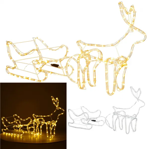 LED Christmas Decoration Reindeer with Sleigh Springos CL4119, 120 cm, Warm White