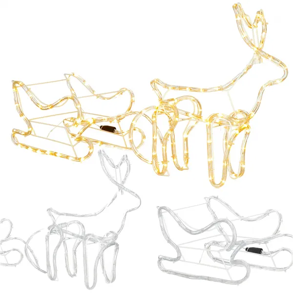 LED Christmas Decoration Reindeer with Sleigh Springos CL4119, 120 cm, Warm White