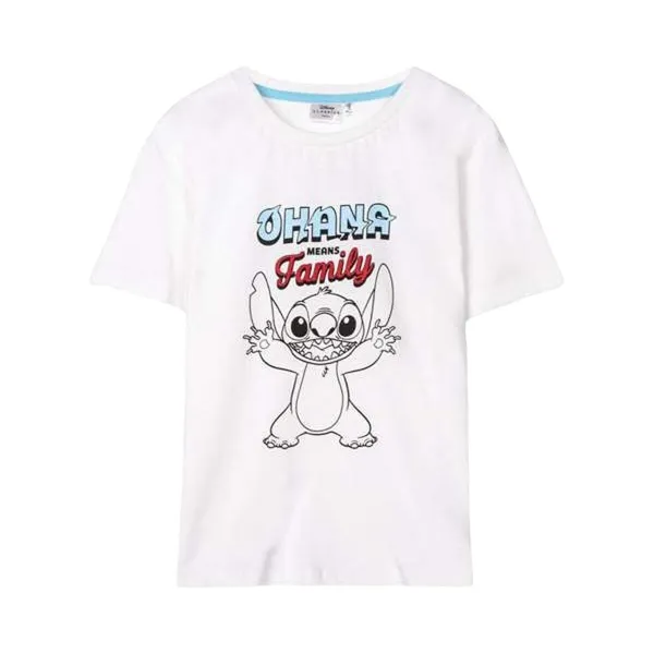 Child's Short Sleeve T-Shirt Stitch White
