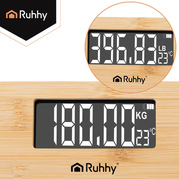 LCD bathroom scale - wooden Ruhhy 22522