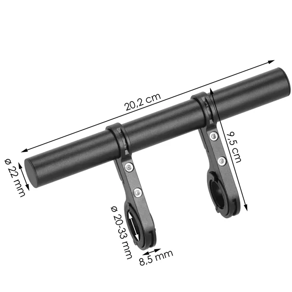 Velosipēda stūres pagarinājums Springos BA0040, 20 cm, melns