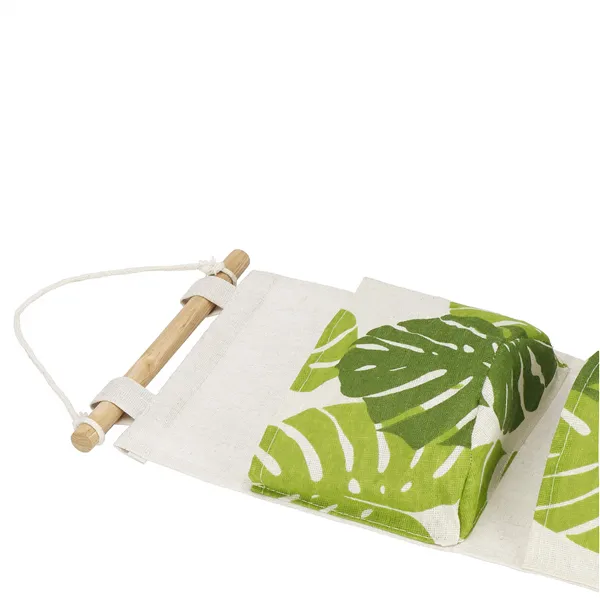 Lelujen säilytysorganisaattori Springos HA0145, 3 taskua, ripustettava, beige lehtikuosilla