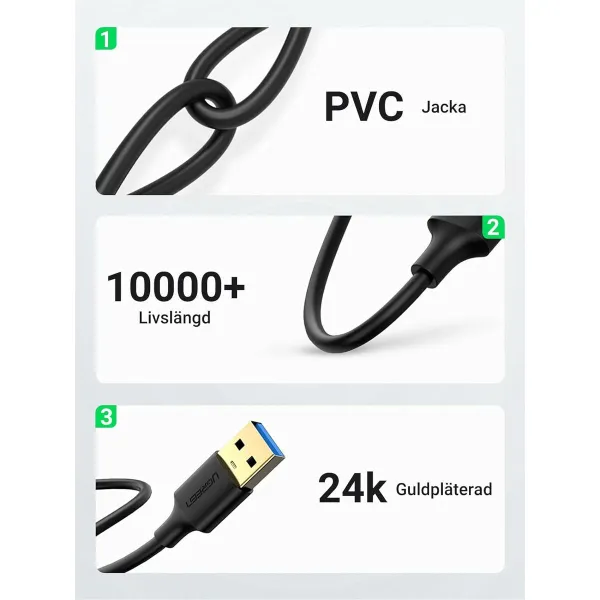 USB to Lightning Cable Ugreen 50737 Silver