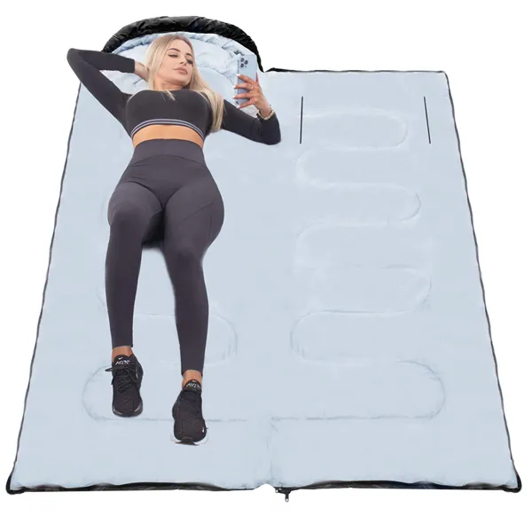 Kelioninis miegmaišis „Springos CS0122“ 220 x 80 cm, šiltas turistinis antklodė, juodai pilkas