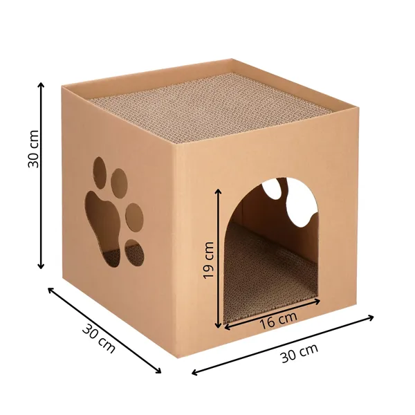 Картонный домик с когтеточкой для кошек Springos PA0322 30x30x30 см