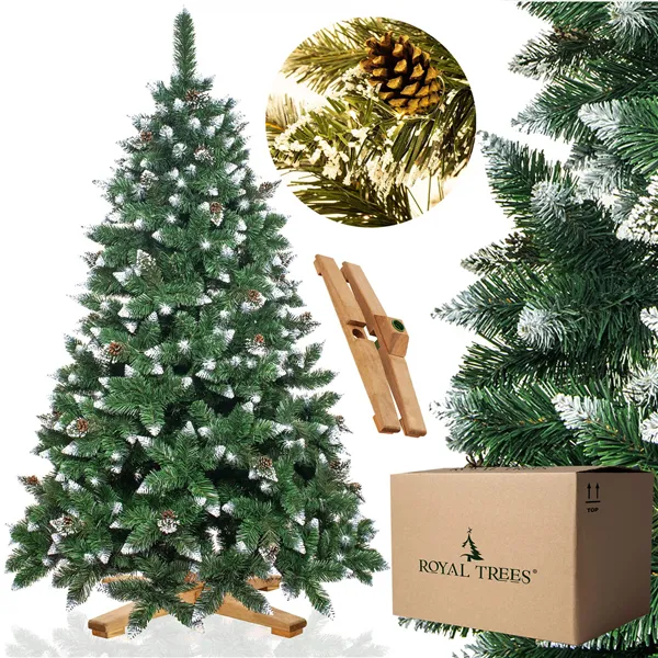 einotekoinen joulukuusi 180 cm premium Royal Trees Springos CT0190, luminen timanttimänty käpyillä