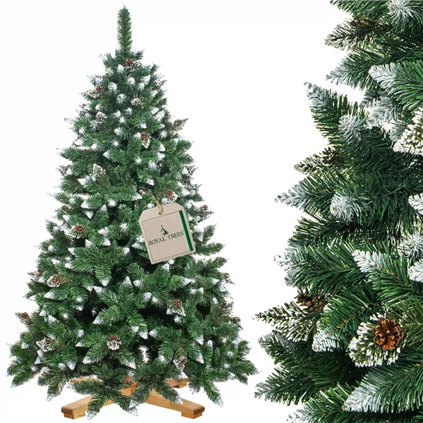 Mākslīgā Ziemassvētku eglīte Premium Royal Trees Springos CT0189 150 cm, sniegota dimanta priede ar čiekuriem