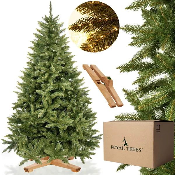 Dirbtinė Kalėdų eglutė Premium Royal Trees, Kaukazo eglė, su mediniu stovu Springos CT0187 220 cm