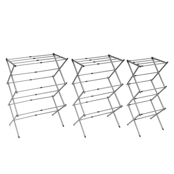 Sulankstoma ir ištraukiama metalinė drabužių džiovyklė su 3 lygiais Cloxy InnovaGoods 11 skersiniai