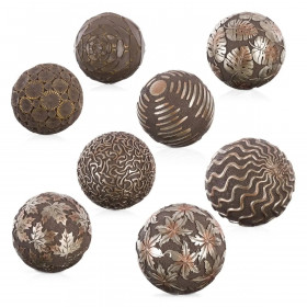 Balls Decoration Brown Bronze 10 x 10 x 10 cm (8 Units)