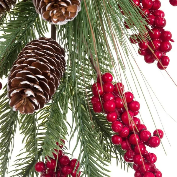 Kalėdinis durų pakabukas, raudonas, žalias, natūralus plastikinis, ananasas, 42 cm