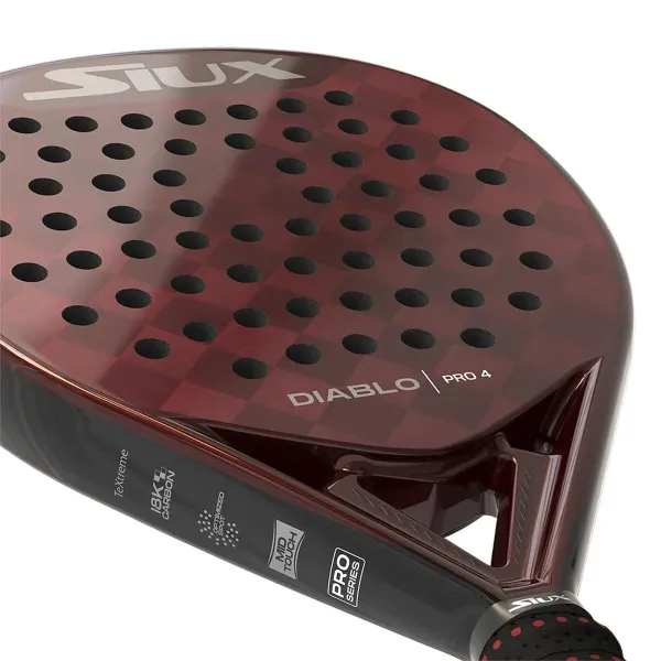Padel Racket Siux Diablo Pro 4 White Black Red Carbon fibre Charcoal EVA