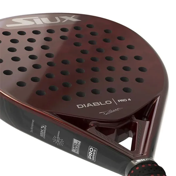 Padel Racket Siux Diablo Pro 4 White Black Red Carbon fibre Charcoal EVA