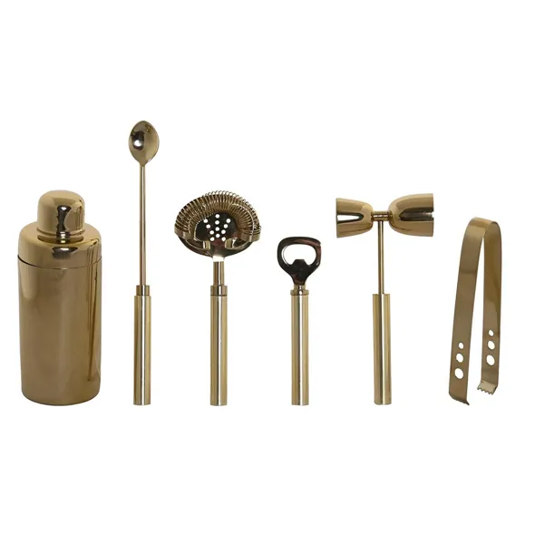 Cocktail-astiasto DKD Home Decor 30 x 10 x 28 cm ruostumaton teräs kupari valkoinen marmori