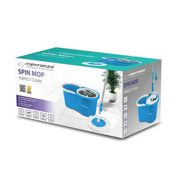 Mop with Bucket Esperanza EHS006 Mėlyna Balta Mikro audinys