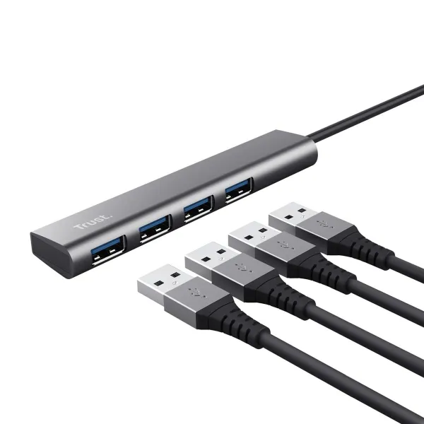 USB Centrmezgls Trust 24947 Pelēks Melns/Pelēks (1 gb.)