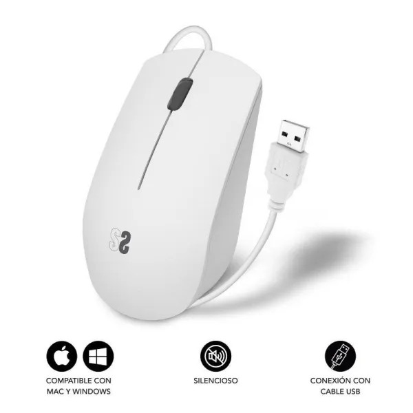 Mouse Subblim SUBMO-B2BS002 White 1200 DPI