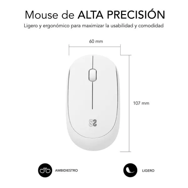 Mouse Subblim SUBMO-B2SW011 White 1200 DPI