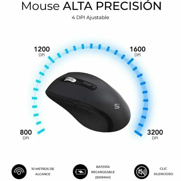 Keyboard and Mouse Subblim SUBKBC-DCOPW2 Black Spanish Spanish Qwerty QWERTY