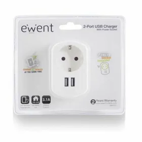 WSienas ligzda ar 2 USB Portas Ewent EW1211 3,1 A