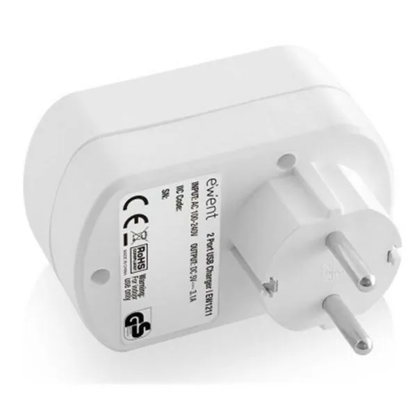 WSienas ligzda ar 2 USB Portas Ewent EW1211 3,1 A