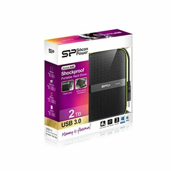 Ārējais cietais disks Silicon Power A60 2.5" USB 3.0 2 TB Anti-shock Waterproof Melns