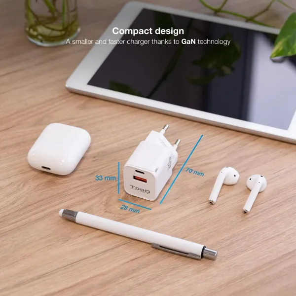 Wall Charger TooQ TQWC-GANQCPD30WT White 30 W