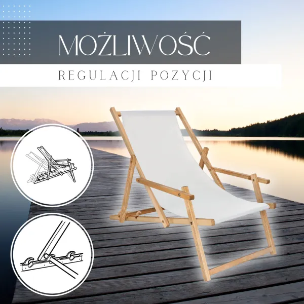Sun lounger with armrests Springos DC006 OXFORD03 light gray