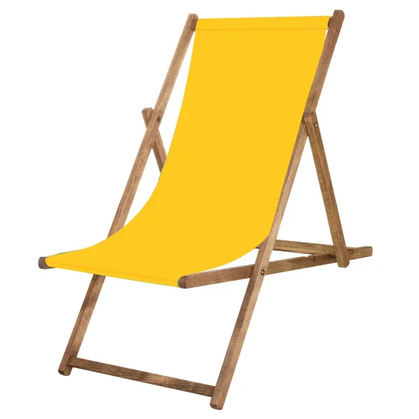 Wooden deck chair Springos DC0012 OXFORD40, impregnated, yellow fabric